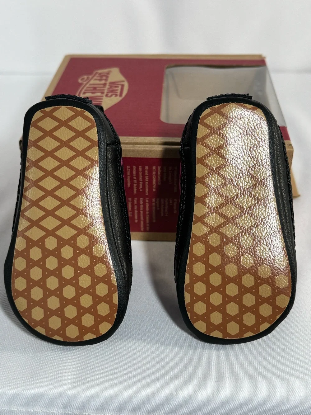 Vans Crib Shoes Black and Pink Leopard Print size 2